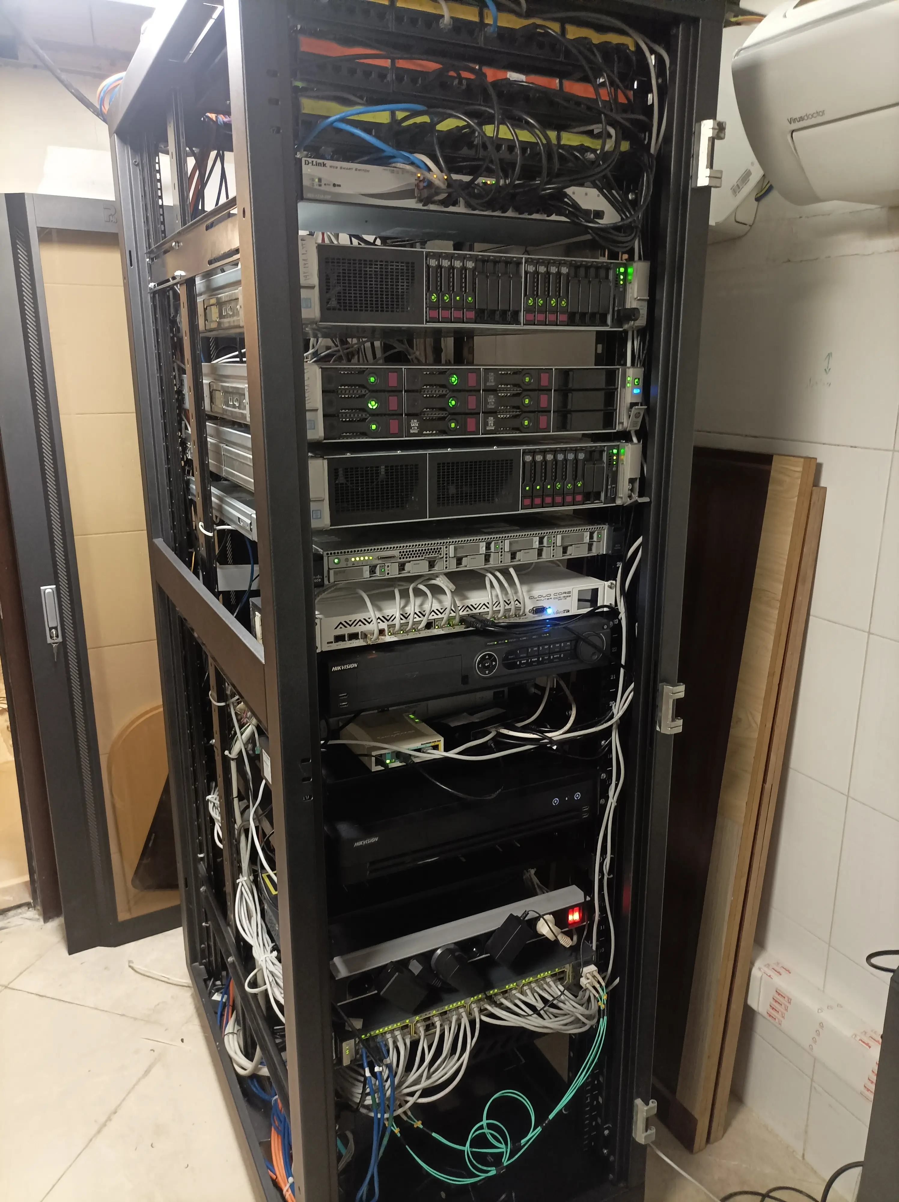Server rack before cable management