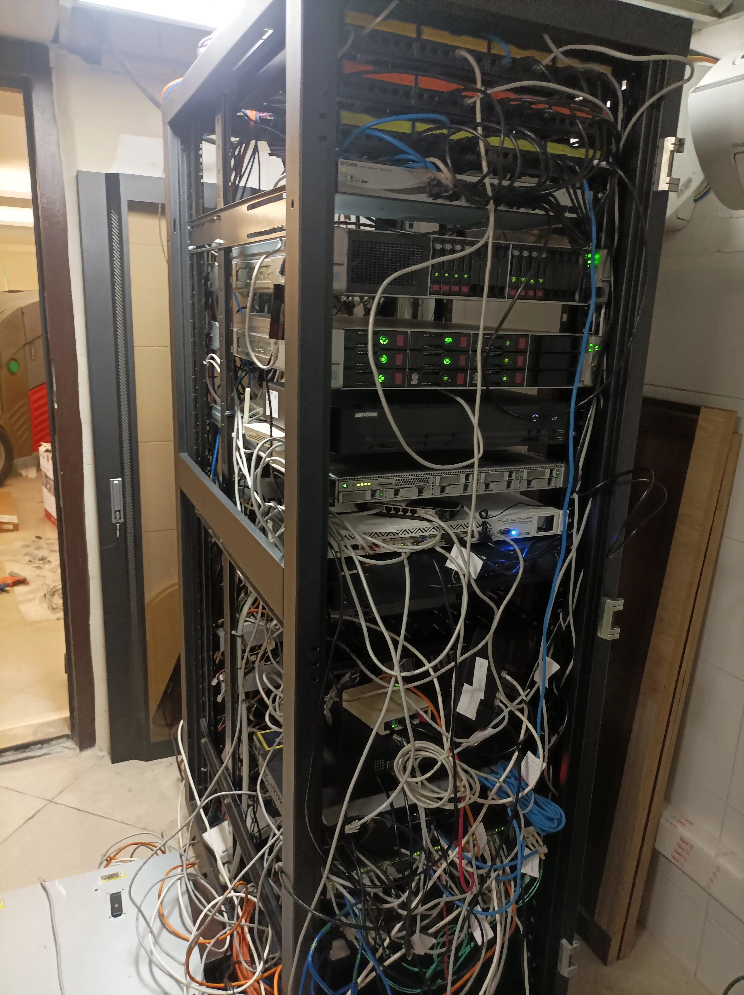 Server rack after cable management